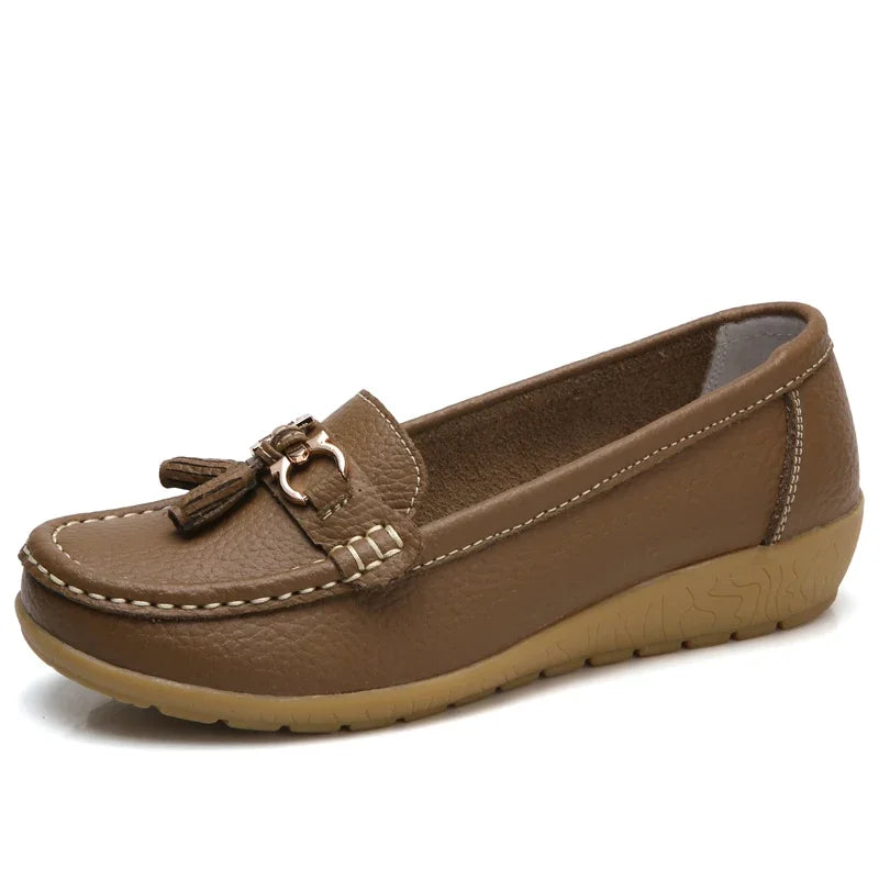 ZENDA || Mocasines cómodos con detalle dorado
