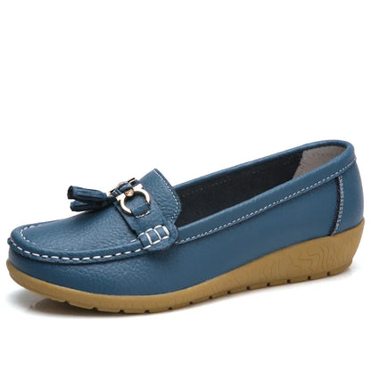 ZENDA || Mocasines cómodos con detalle dorado