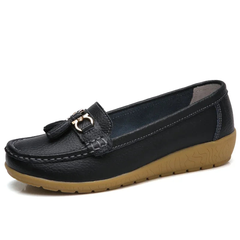 ZENDA || Mocasines cómodos con detalle dorado